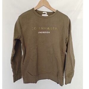 LINDBERGH White Copenhagen Graphic Crewneck Sweatshirt Olive Green‎ Cotton M